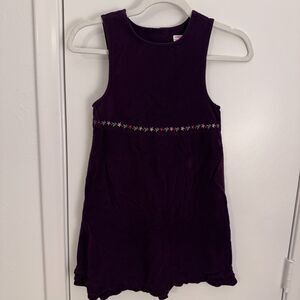 Vintage Gymboree Purple Floral Embroidered Jumper Dress - Size XXL (7)